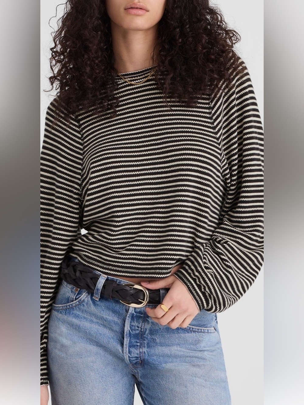 Madewell Striped Curve Long Sleeve Shirt